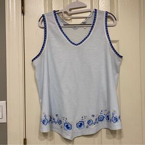 Cato Blue Floral Embroidered Women's Top